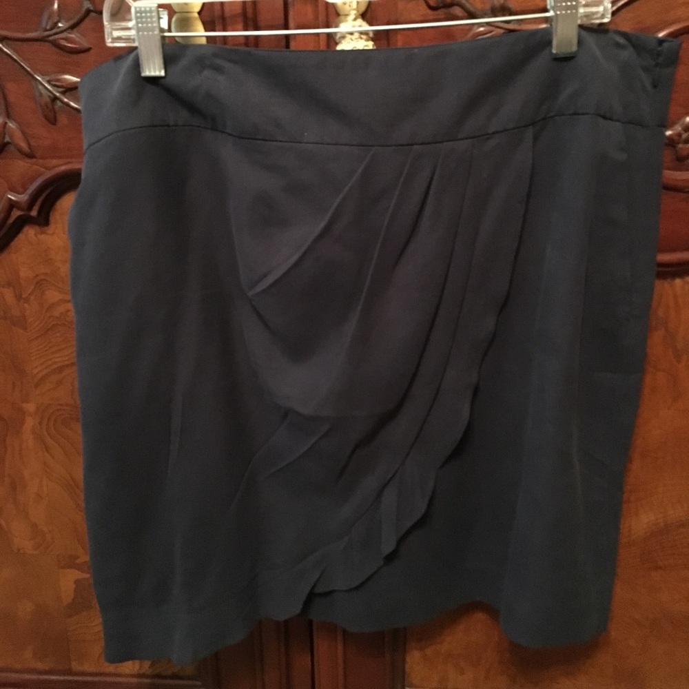 Super soft silk faux wrap skirt in navy
